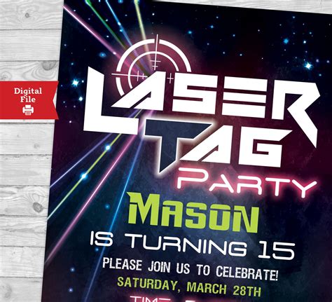 laser tag birthday invite